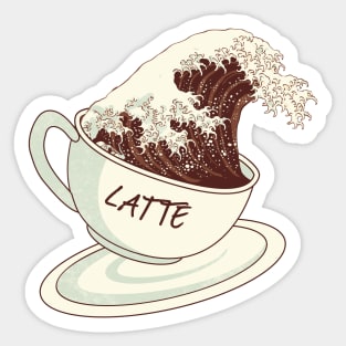 Dramabite The Great Wave of Cafe Latte Coffee Sticker